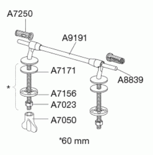 Vast scharnier met doorlopende pen, standaard montage BY3999