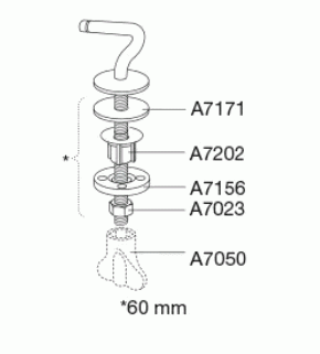 Vast scharnier, standaard montage